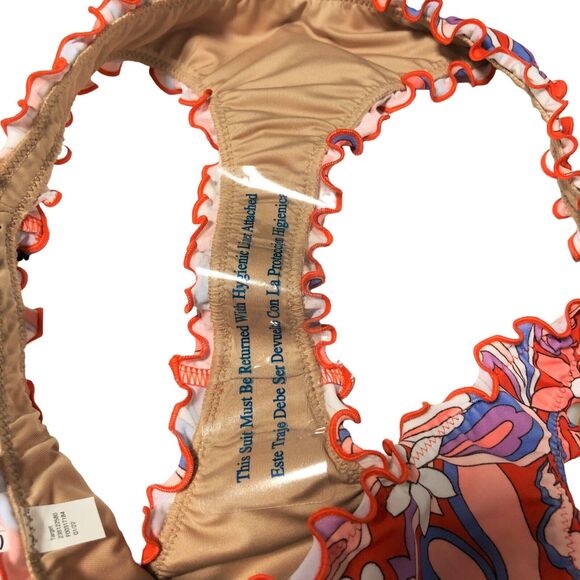 NEW Shade & Shore Ruffle High Leg Extra Cheeky Bikini Bottom Sz S Paisley Floral - Picture 7 of 10